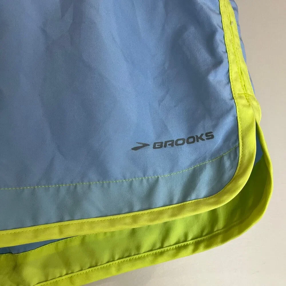 Brooks Blue & Yellow Lined Athletic Shorts size Small - Picture 2 of 5